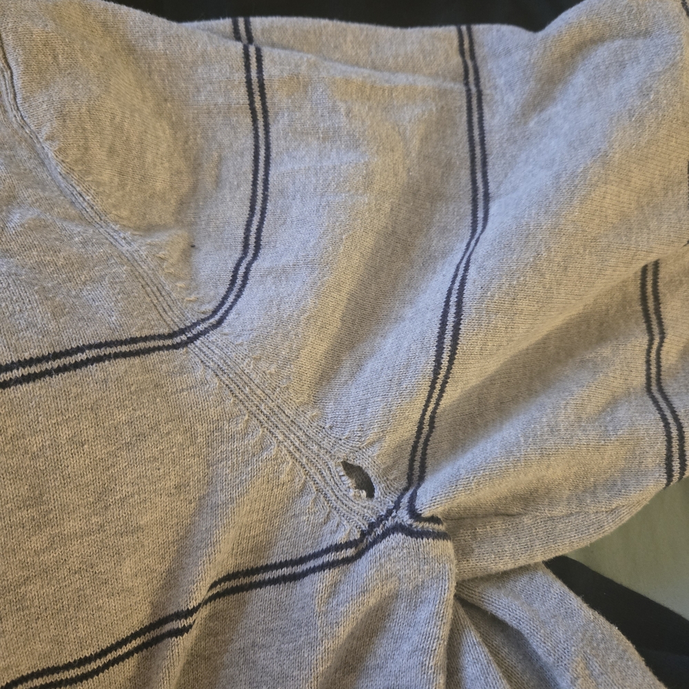 Izod‎ Gray V-Neck Sweater with Dark Stripes - Picture 8 of 8